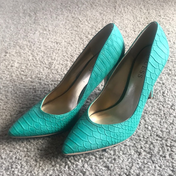 teal colored heels